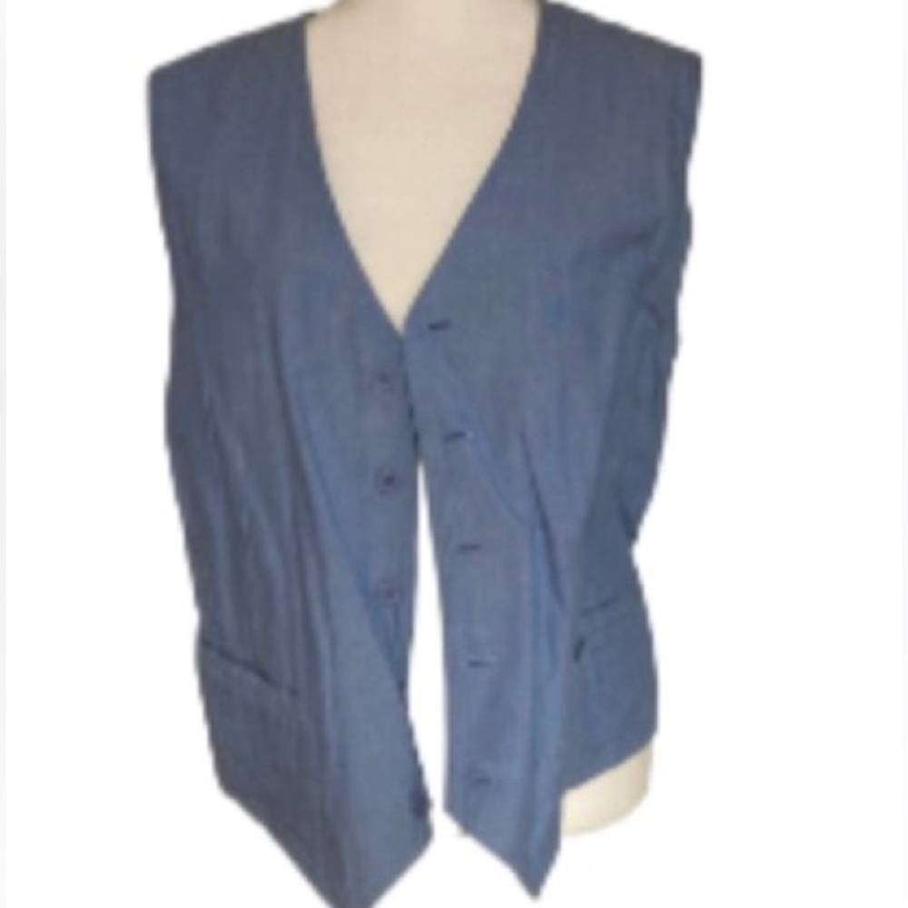 EUC Light Denim Patchwork Reversible Vest Size Large